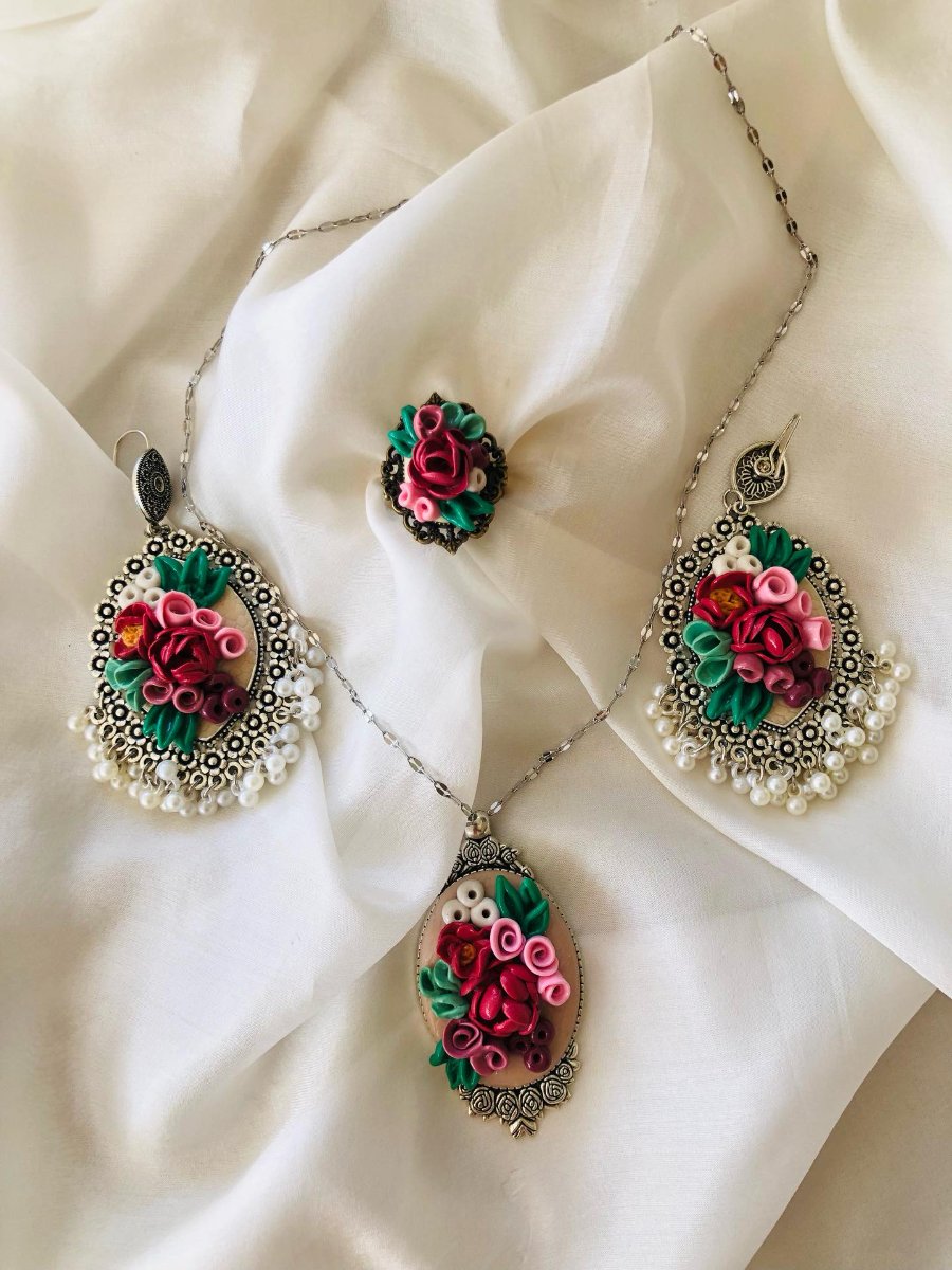 Purple Polymer Floral Set