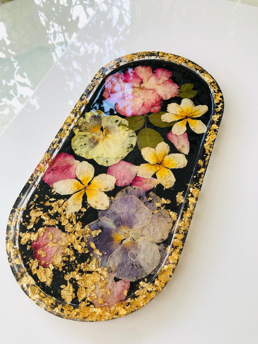 Real Flowers Resin Trinket Tray