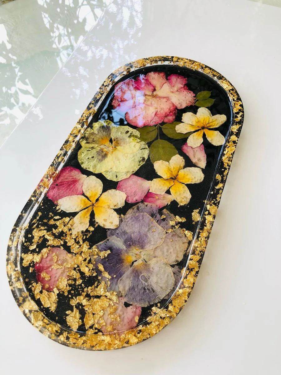 Real Flowers Resin Trinket Tray