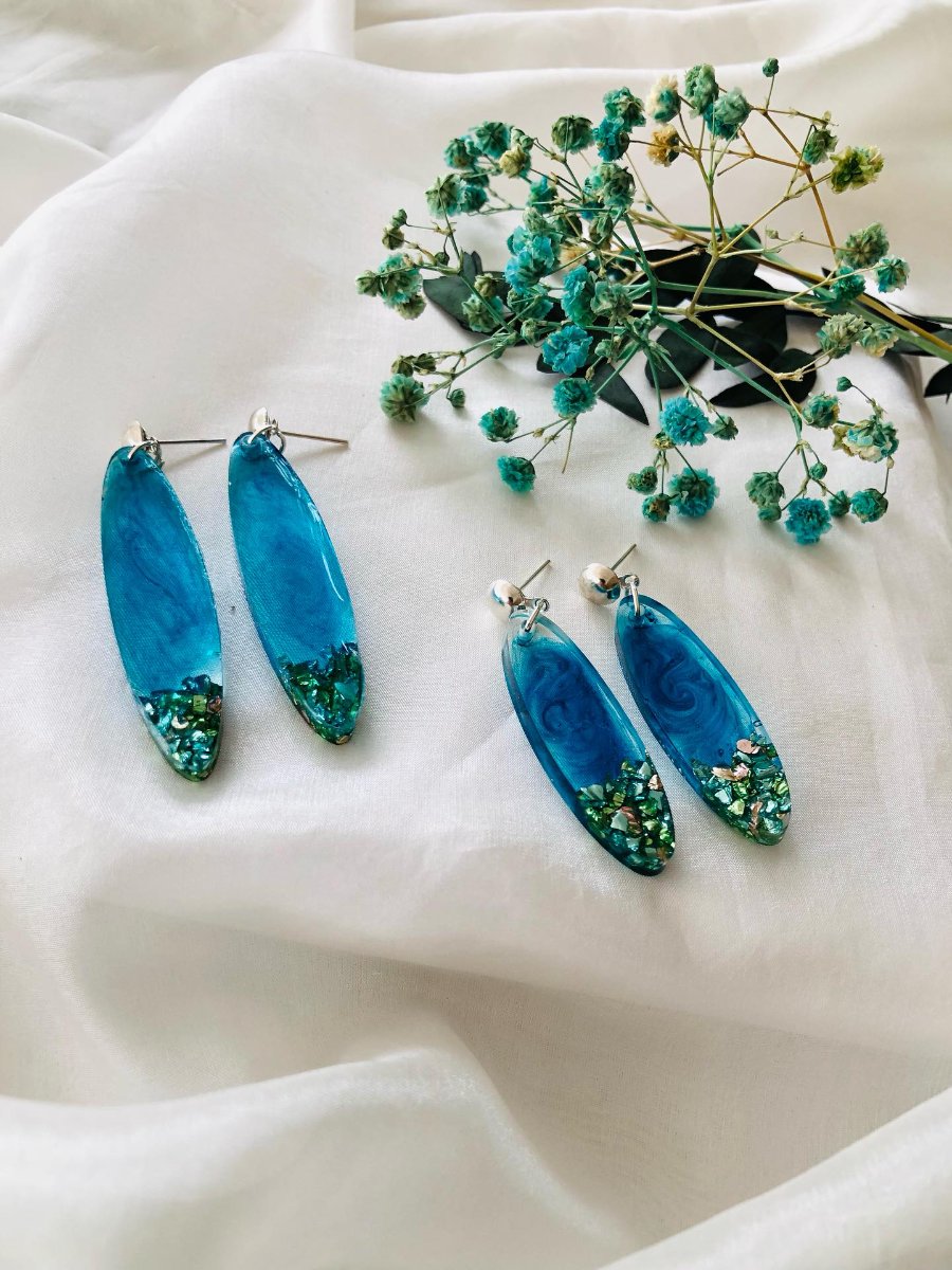 Ocean Blue Resin Earrings